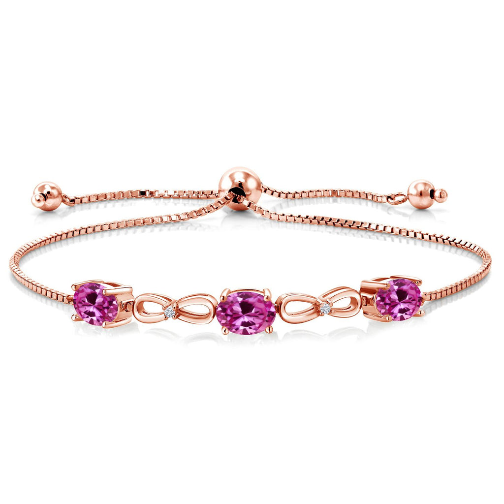 Pink Created Sapphire - September_Bracelet in 925 Rose Gold Plated Silver