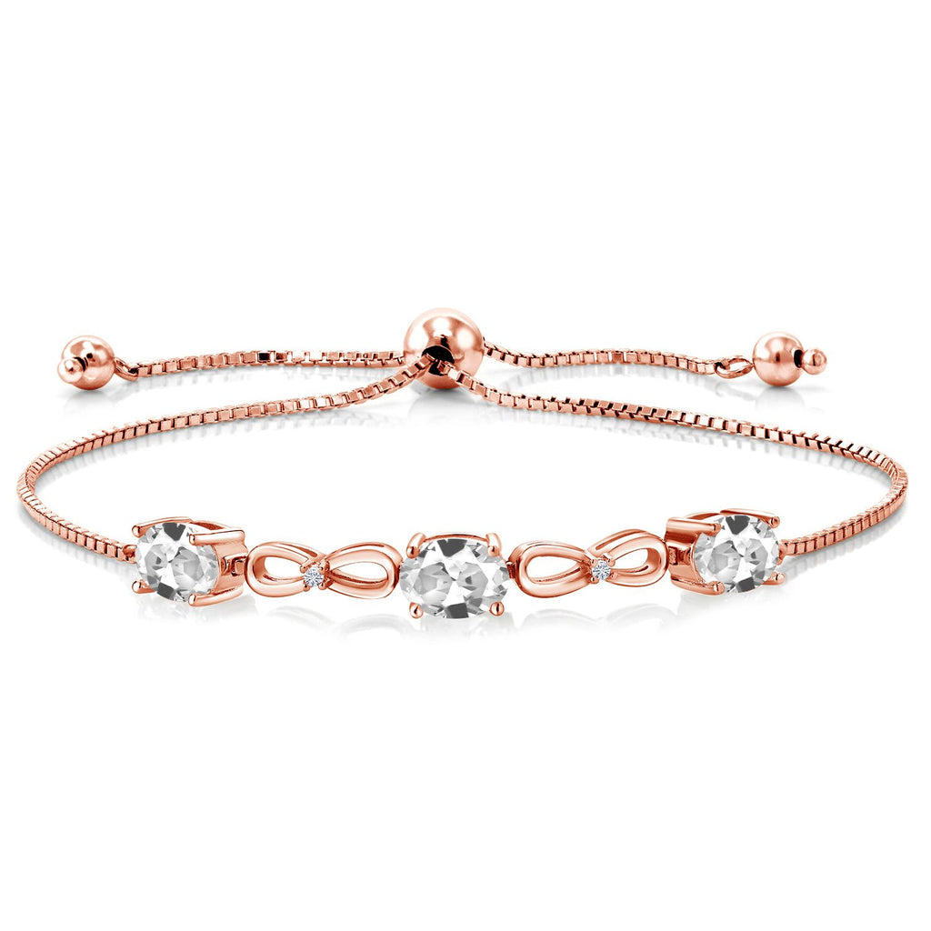 White Created Sapphire - September_Bracelet in 925 Rose Gold Plated Silver