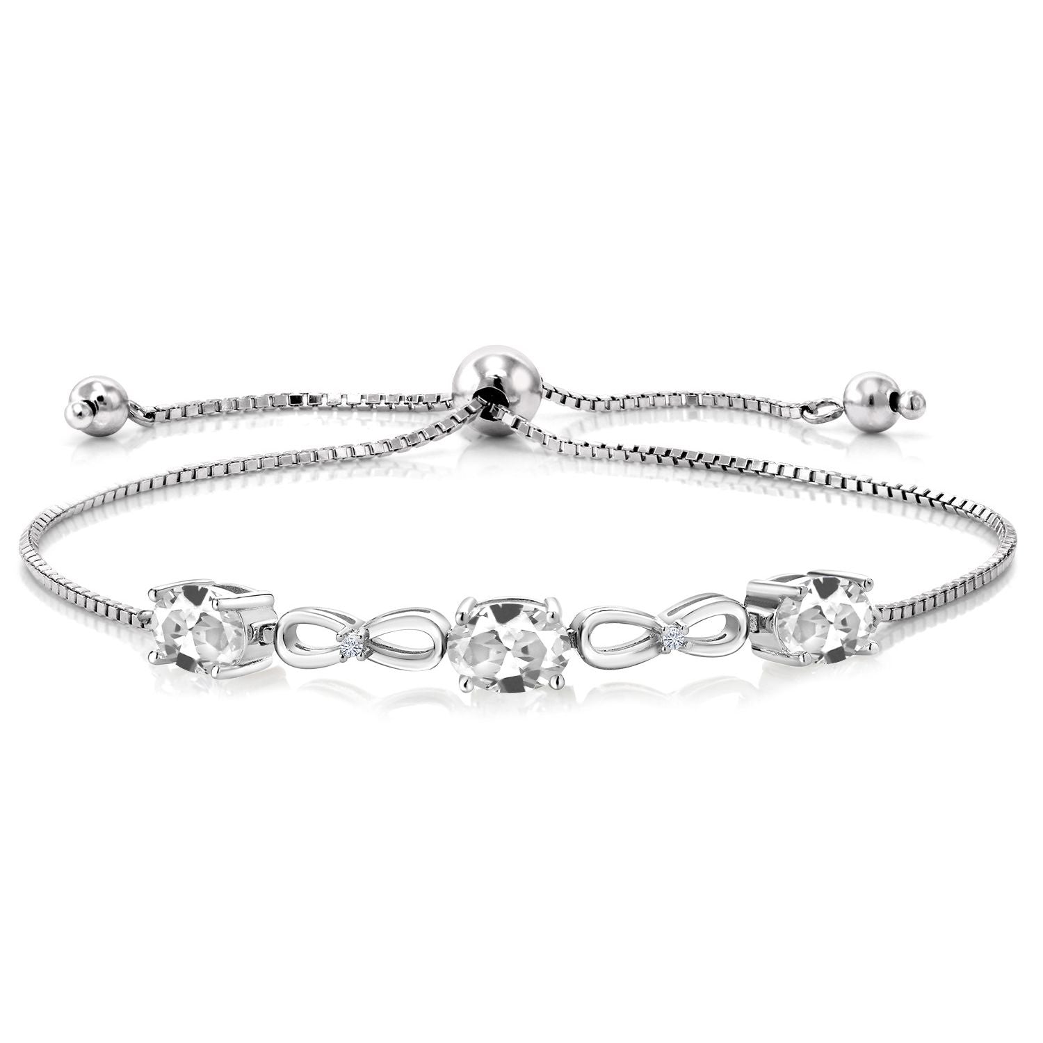 White Created Sapphire - September_Bracelet in 925 Sterling Silver