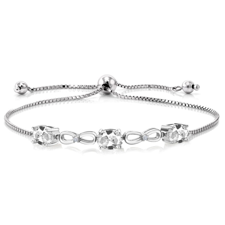 White Created Sapphire - September_Bracelet in 925 Sterling Silver