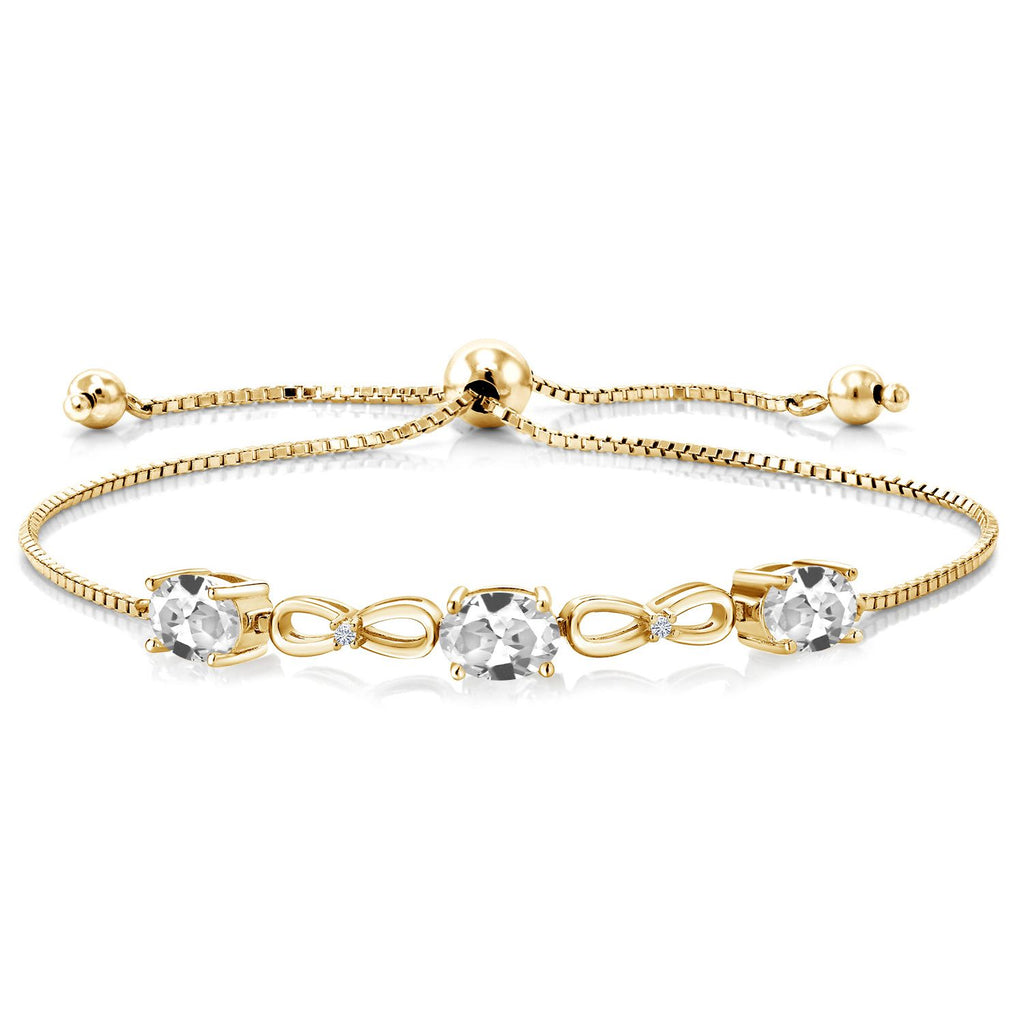 White Created Sapphire - September_Bracelet in 925 Yellow Gold Plated Silver