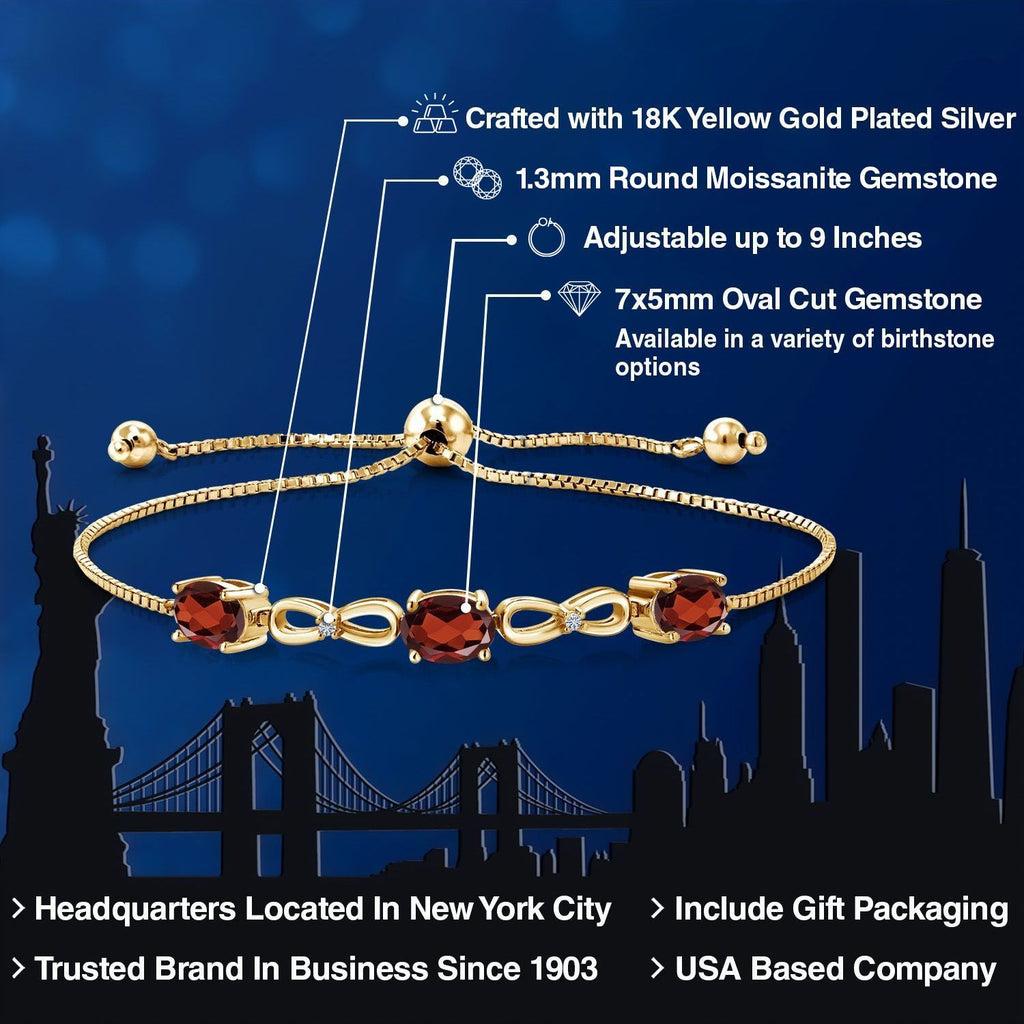 Garnet - January_Bracelet in 925 Yellow Gold Plated Silver