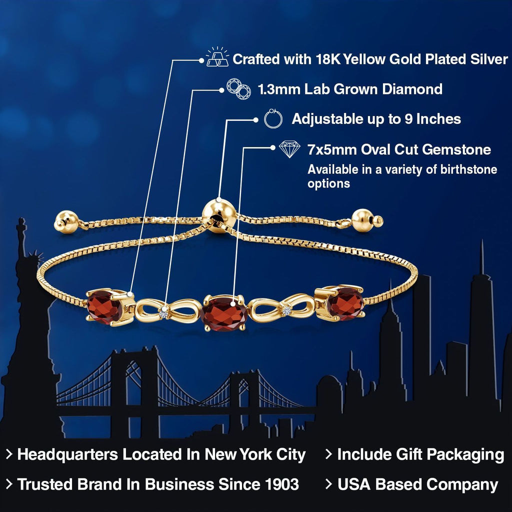 Garnet - January_Bracelet in 925 Yellow Gold Plated Silver