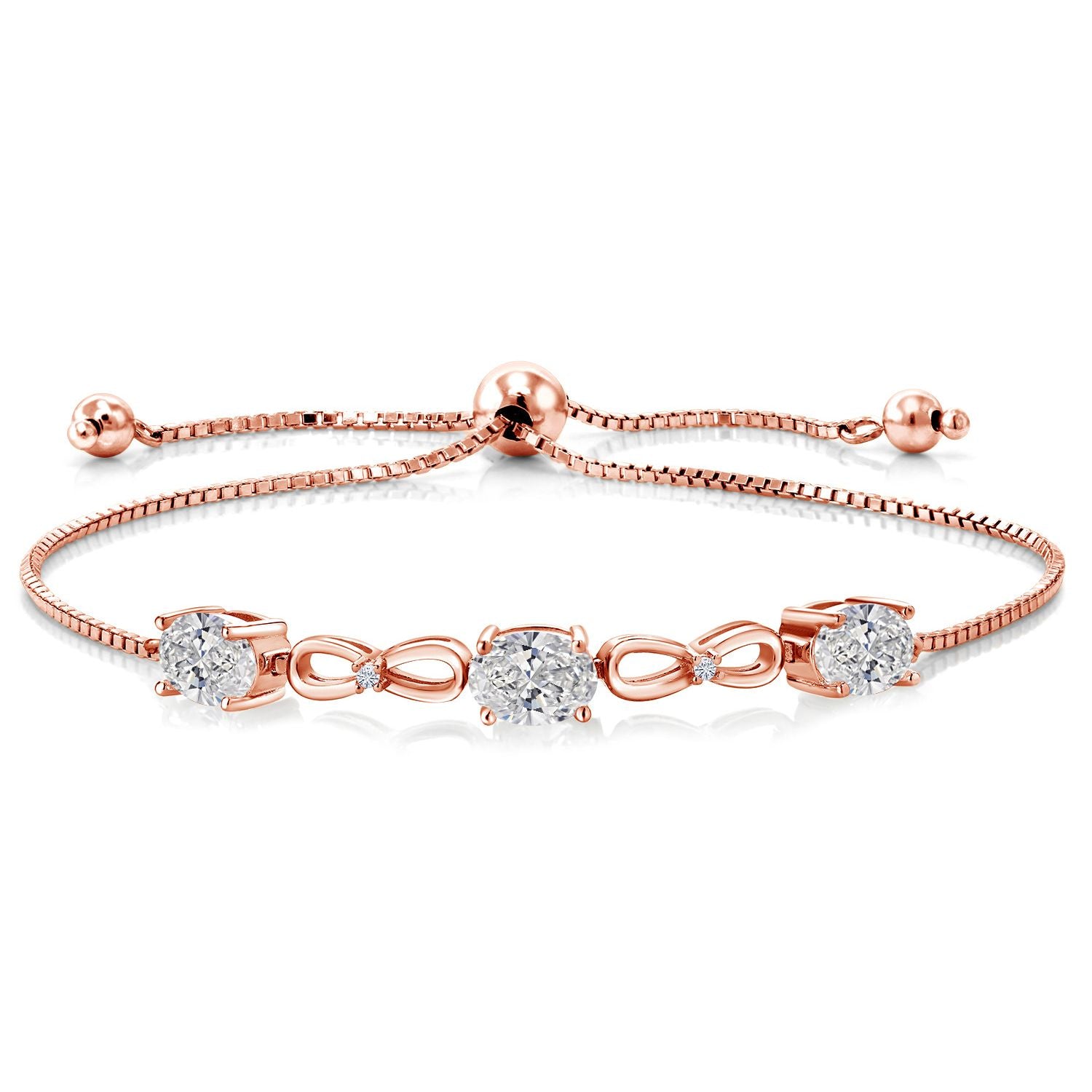White Lab Grown Diamond - April_Bracelet in 925 Rose Gold Plated Silver