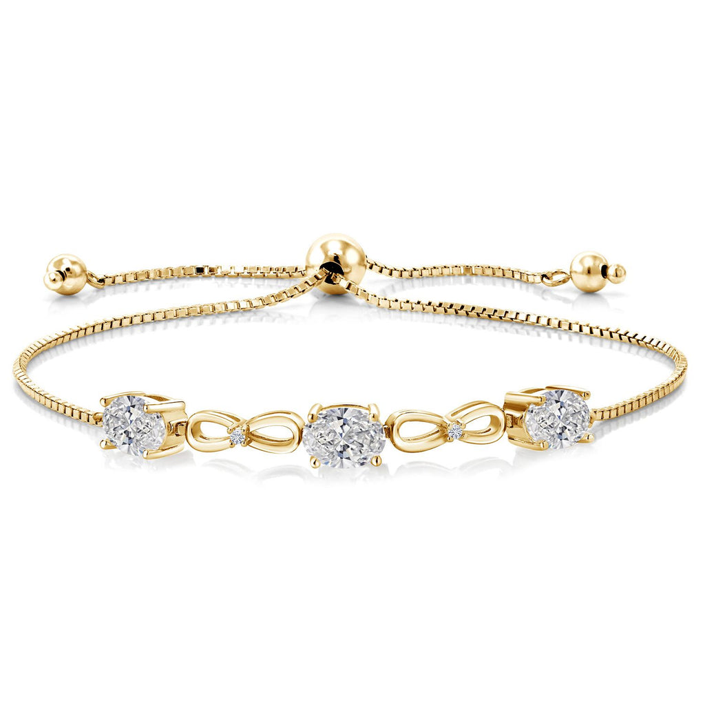 White Lab Grown Diamond - April_Bracelet in 925 Yellow Gold Plated Silver