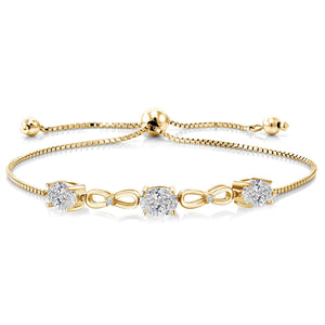 White Lab Grown Diamond - April_Bracelet in 925 Yellow Gold Plated Silver