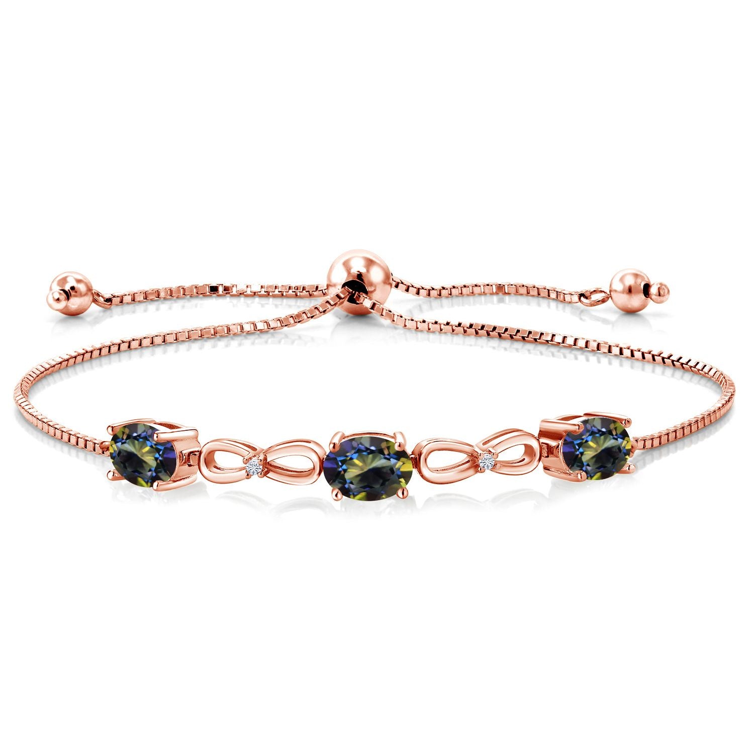 Blue Mystic Topaz_Bracelet in 925 Rose Gold Plated Silver