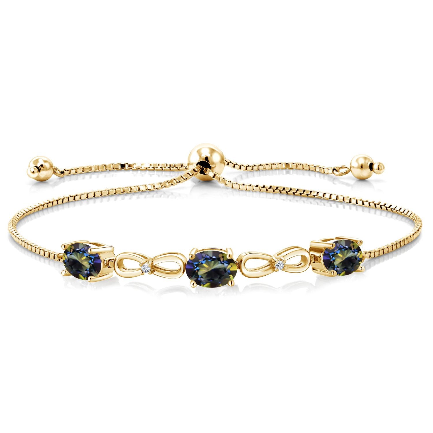 Blue Mystic Topaz_Bracelet in 925 Yellow Gold Plated Silver
