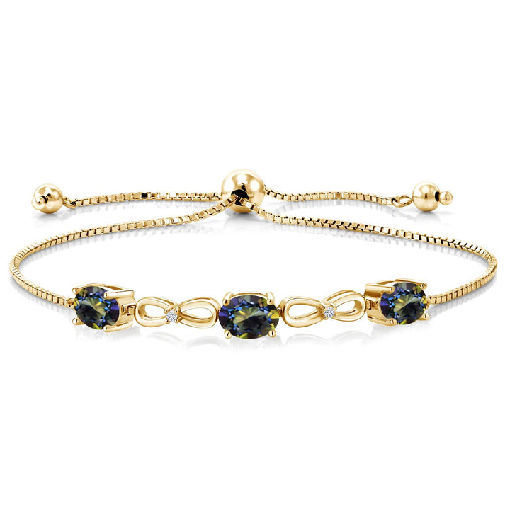 Blue Mystic Topaz_Bracelet in 925 Yellow Gold Plated Silver