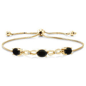 Onyx - December_Bracelet in 925 Yellow Gold Plated Silver