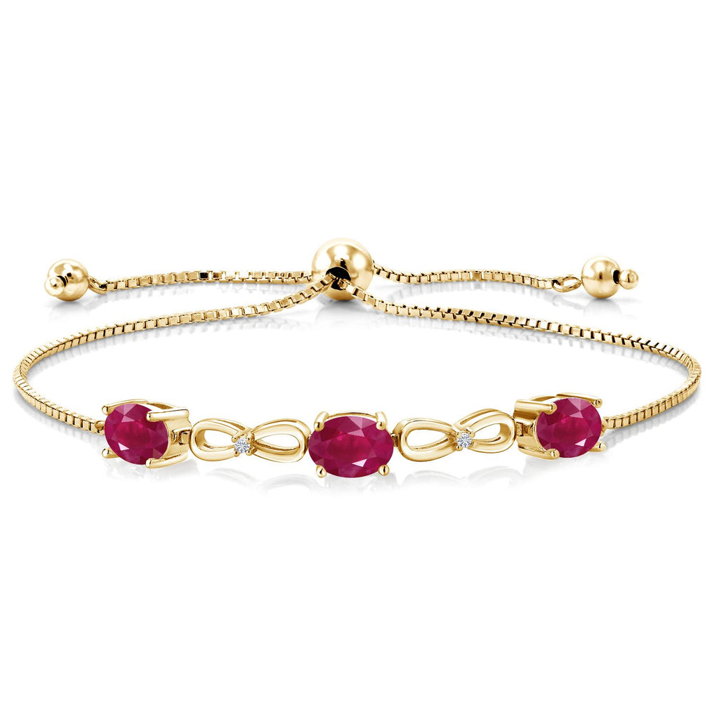Ruby - July_Bracelet in 925 Yellow Gold Plated Silver