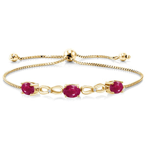 Ruby - July_Bracelet in 925 Yellow Gold Plated Silver