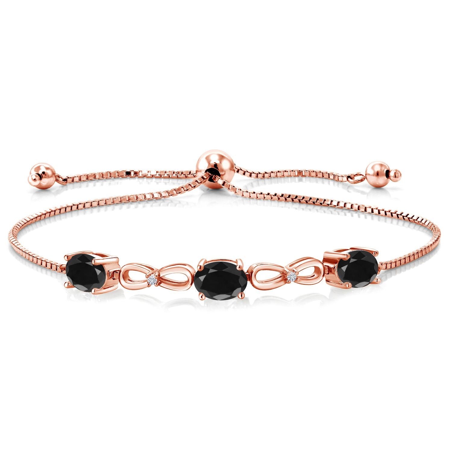 Black Sapphire - September_Bracelet in 925 Rose Gold Plated Silver
