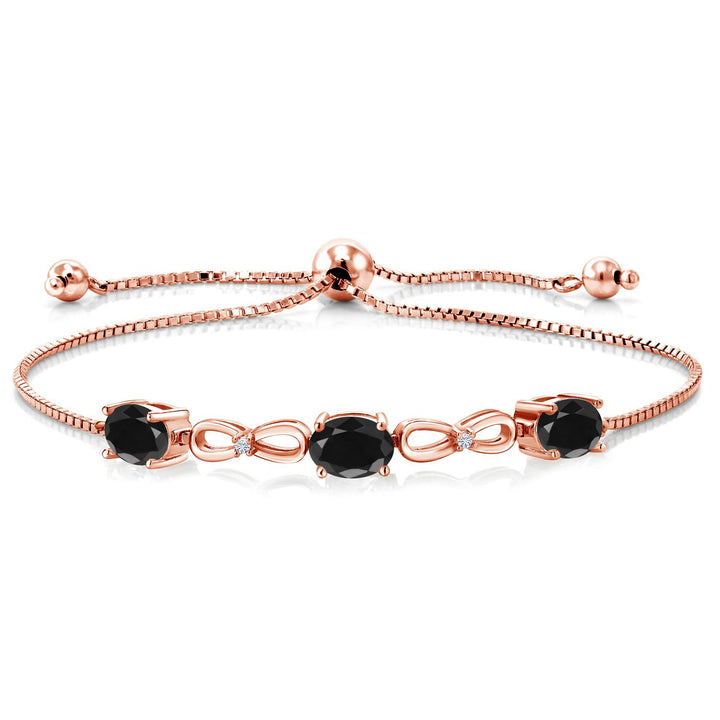 Black Sapphire - September_Bracelet in 925 Rose Gold Plated Silver