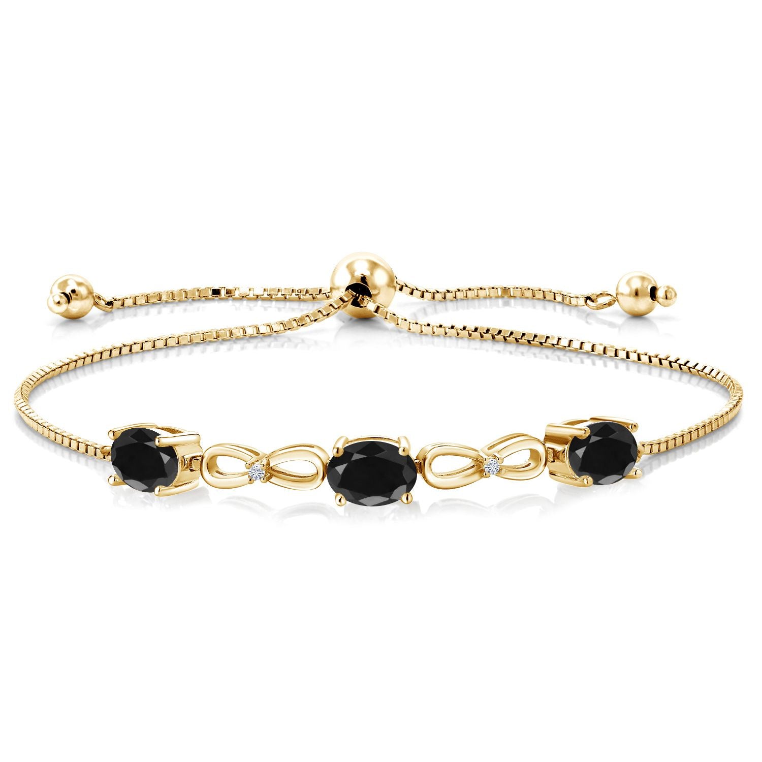 Black Sapphire - September_Bracelet in 925 Yellow Gold Plated Silver