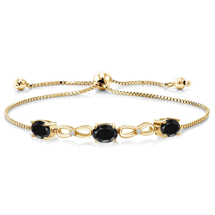 Black Sapphire - September_Bracelet in 925 Yellow Gold Plated Silver