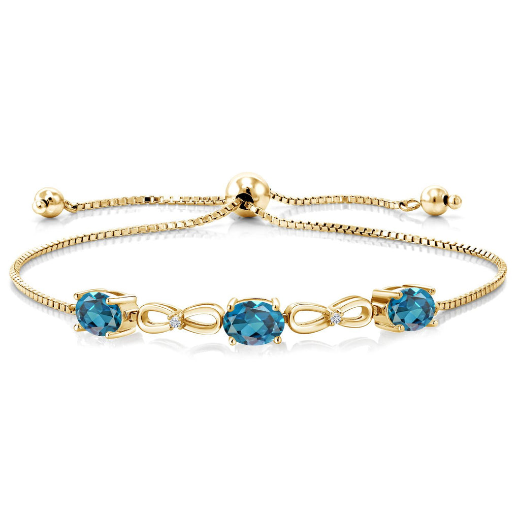London Blue Topaz - November_Bracelet in 925 Yellow Gold Plated Silver