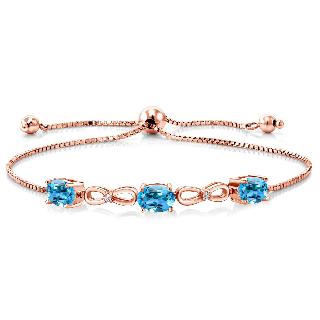 Swiss Blue Topaz - November_Bracelet in 925 Rose Gold Plated Silver