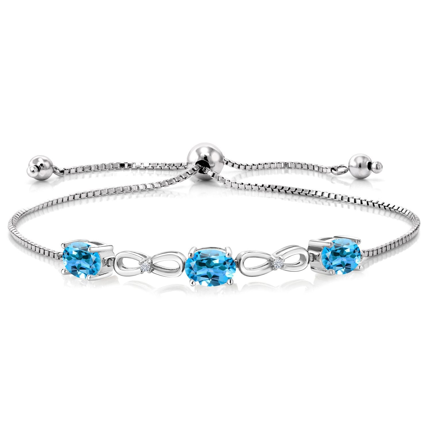 Swiss Blue Topaz - November_Bracelet in 925 Sterling Silver