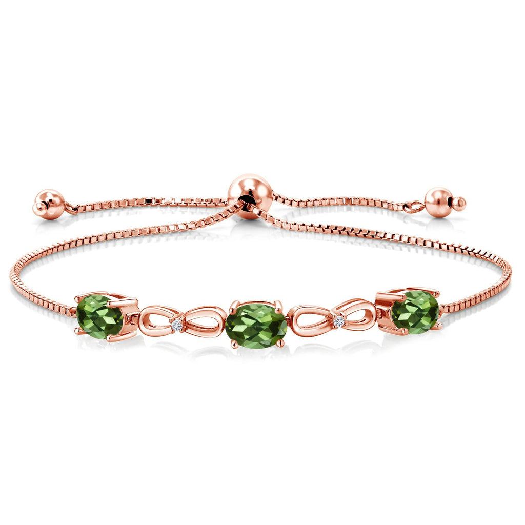 Green Tourmaline - October_Bracelet in 925 Rose Gold Plated Silver