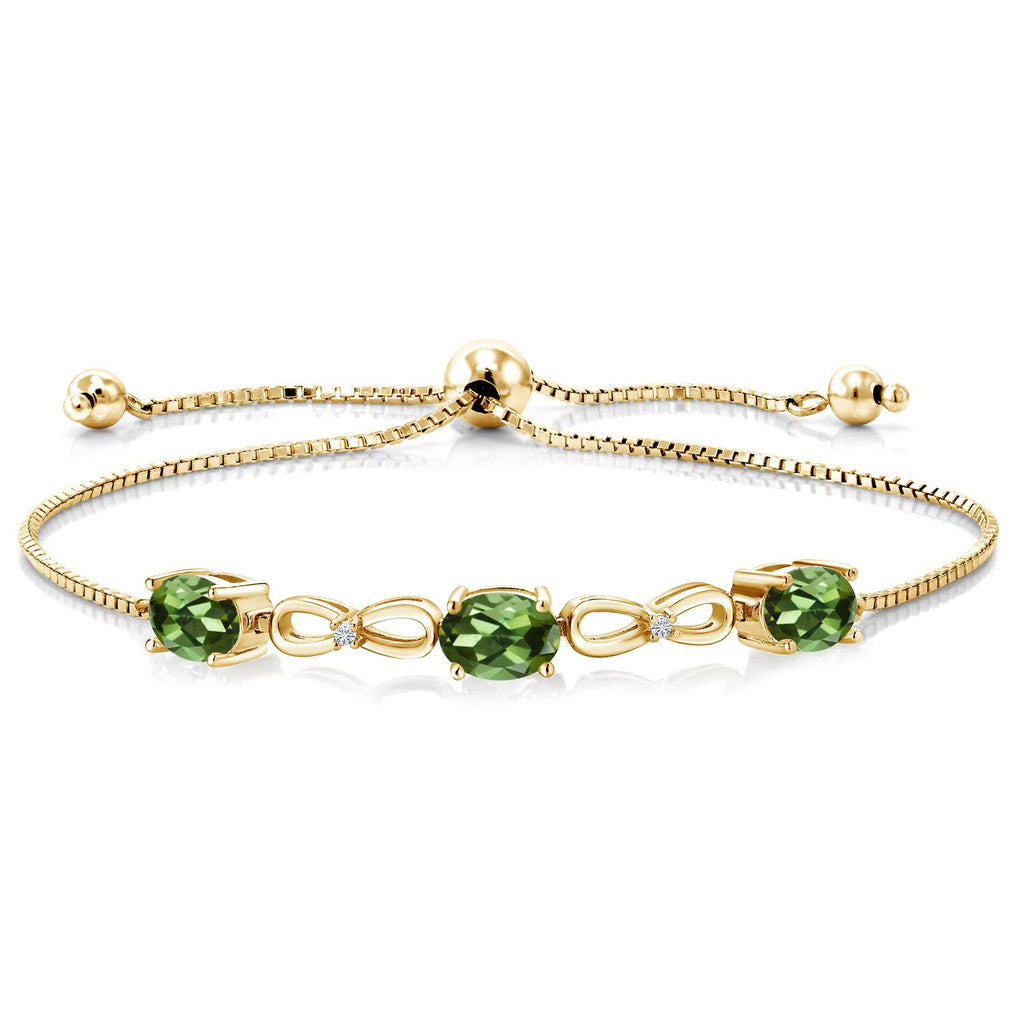 Green Tourmaline - October_Bracelet in 925 Yellow Gold Plated Silver