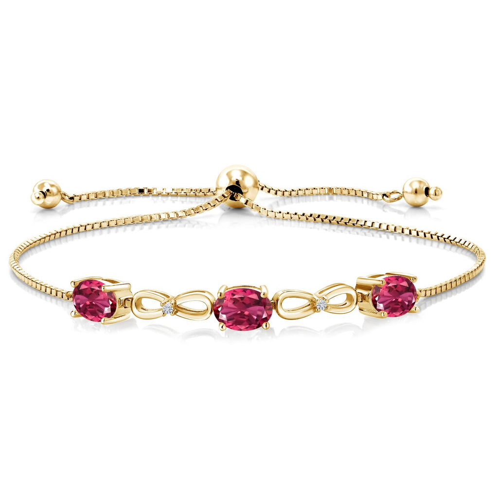 Pink Tourmaline - October_Bracelet in 925 Yellow Gold Plated Silver