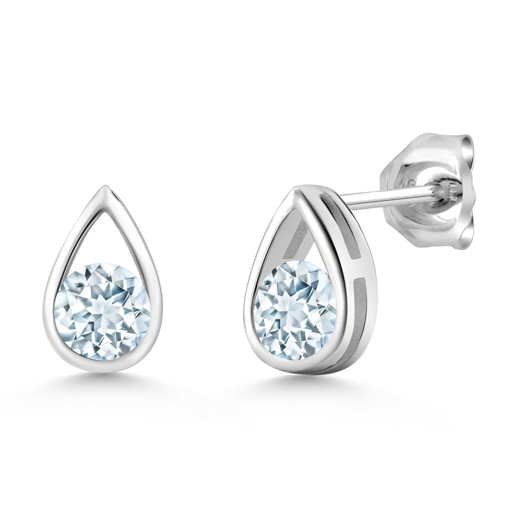 Aquamarine - March_Earrings in 925 Sterling Silver