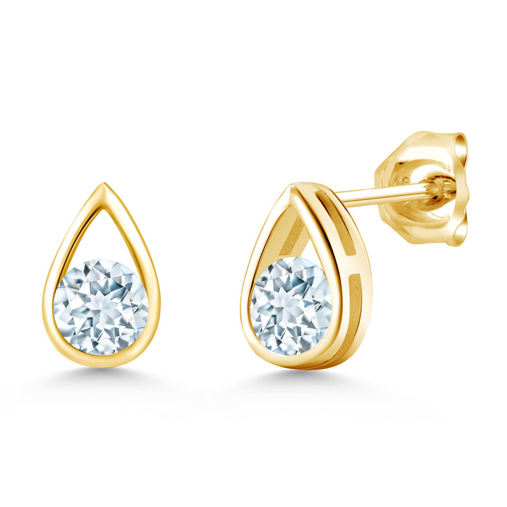 Aquamarine - March_Earrings in 925 Yellow Gold Plated Silver