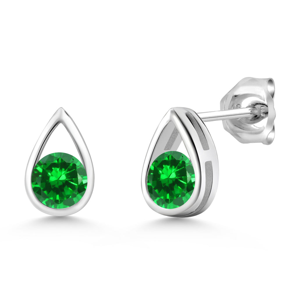 Created Emerald - May_Earrings in 925 Sterling Silver