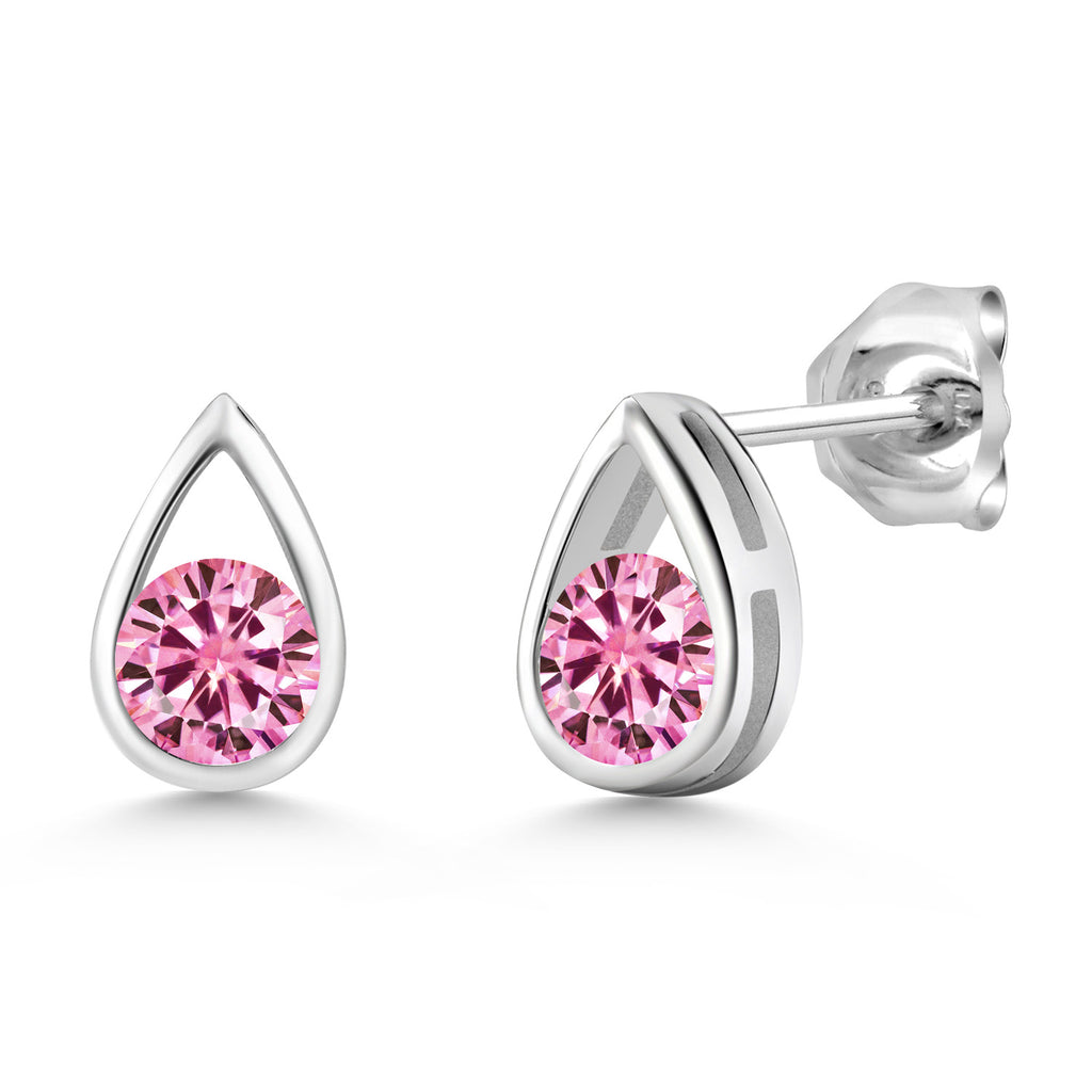 Pink Moissanite - April_Earrings in 925 Sterling Silver