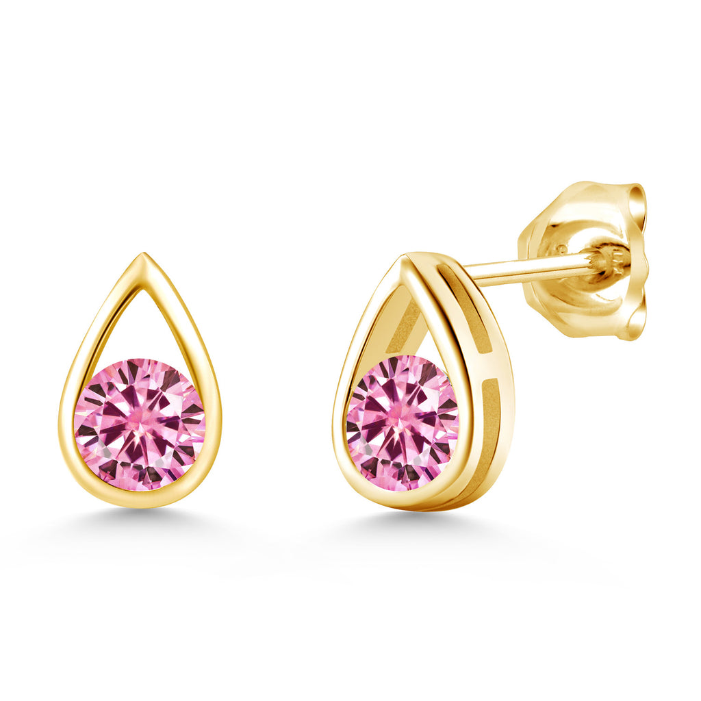 Pink Moissanite - April_Earrings in 925 Yellow Gold Plated Silver