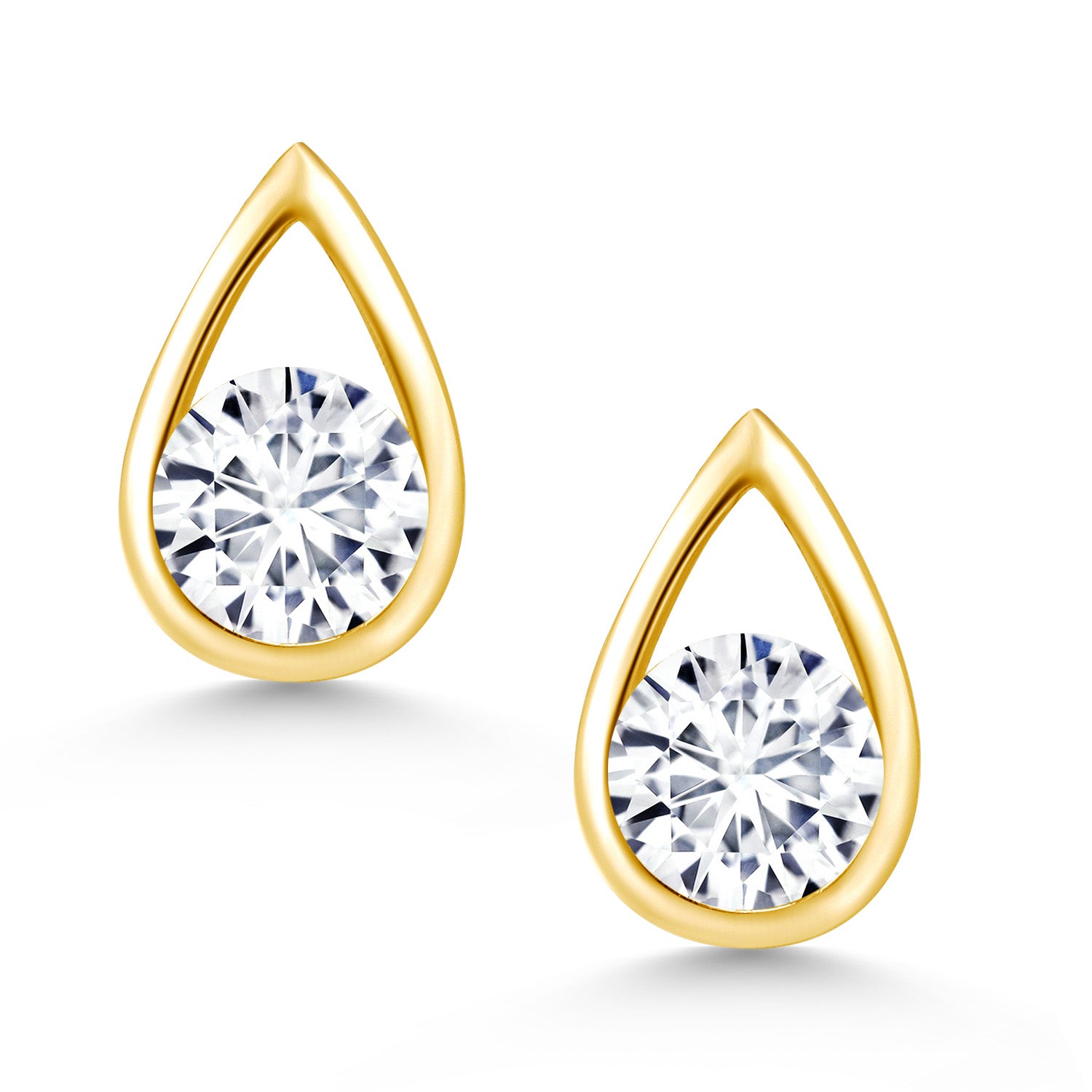 White Lab Grown Diamond - April_Earrings in 925 Yellow Gold Plated Silver
