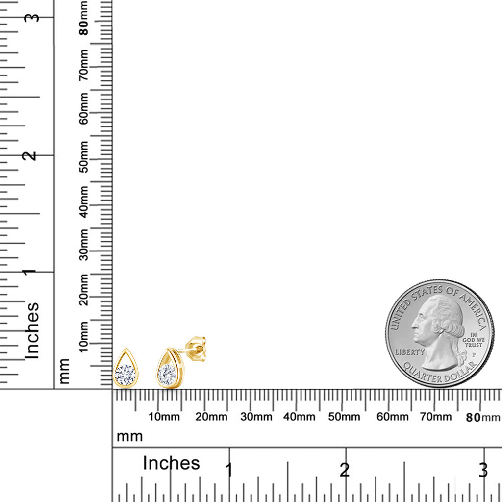White Lab Grown Diamond - April_Earrings in 925 Yellow Gold Plated Silver