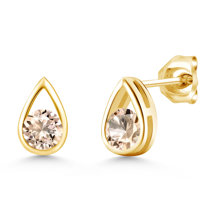 Morganite - October_Earrings in 925 Yellow Gold Plated Silver