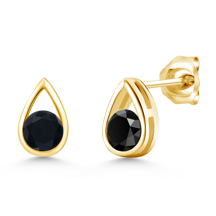 Onyx - December_Earrings in 925 Yellow Gold Plated Silver