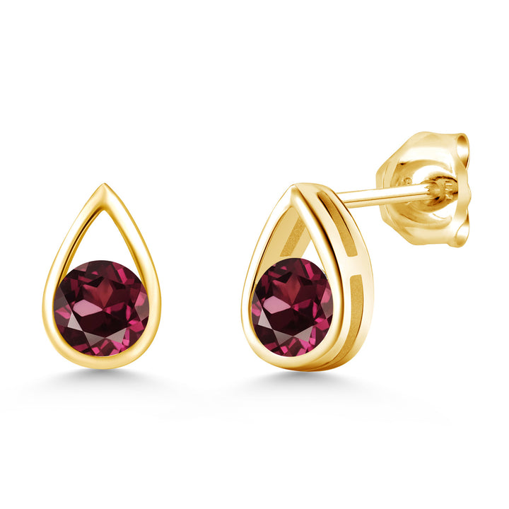 Rhodolite Garnet_Earrings in 925 Yellow Gold Plated Silver