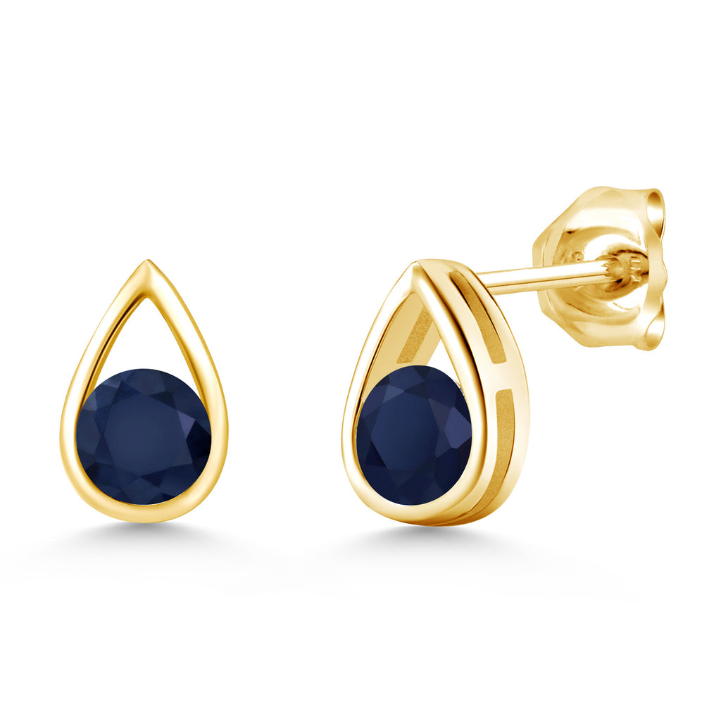 Blue Sapphire - September_Earrings in 925 Yellow Gold Plated Silver