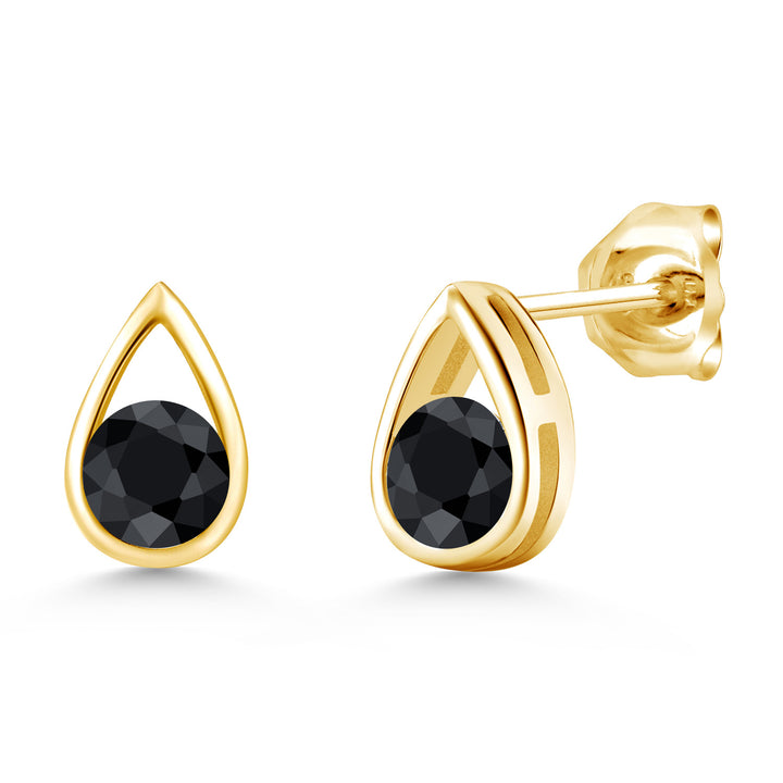 Black Sapphire - September_Earrings in 925 Yellow Gold Plated Silver