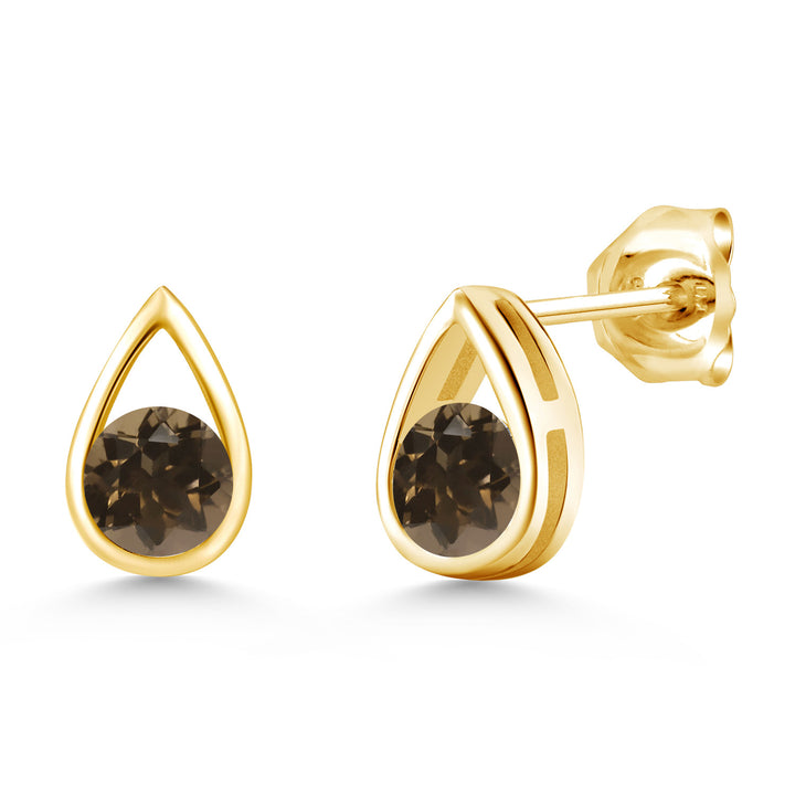 Smoky Quartz_Earrings in 925 Yellow Gold Plated Silver