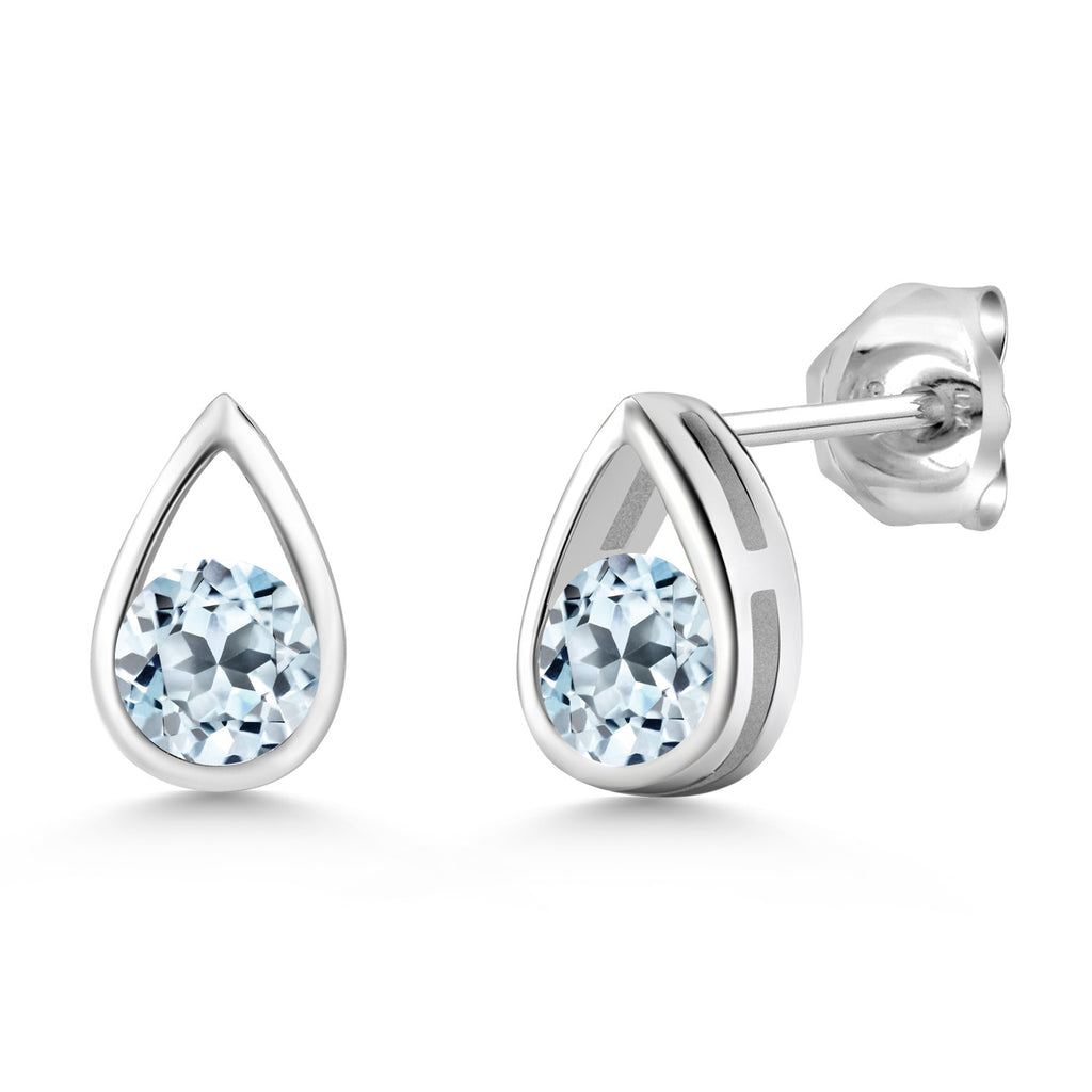 Sky Blue Topaz - November_Earrings in 925 Sterling Silver