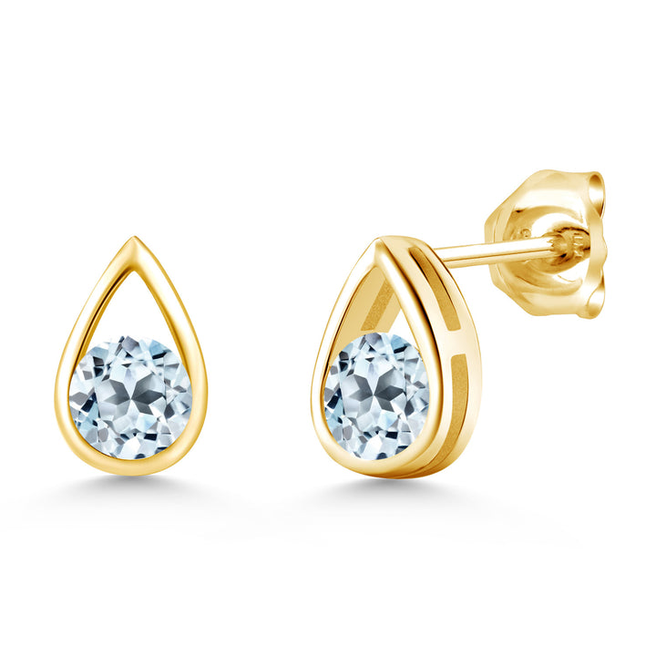 Sky Blue Topaz - November_Earrings in 925 Yellow Gold Plated Silver