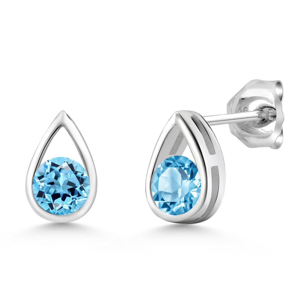 Swiss Blue Topaz - November_Earrings in 925 Sterling Silver