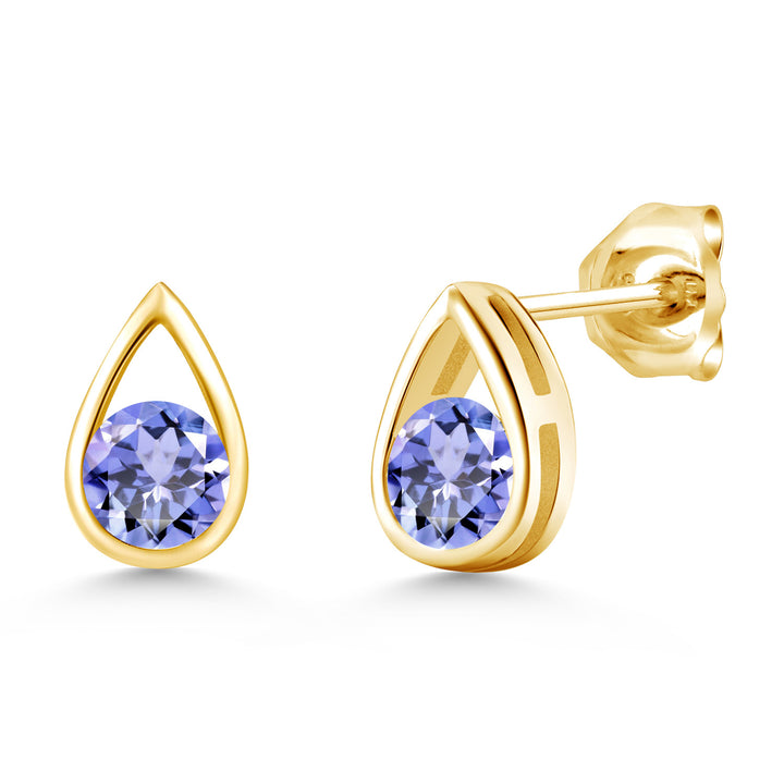 Tanzanite - December_Earrings in 925 Yellow Gold Plated Silver