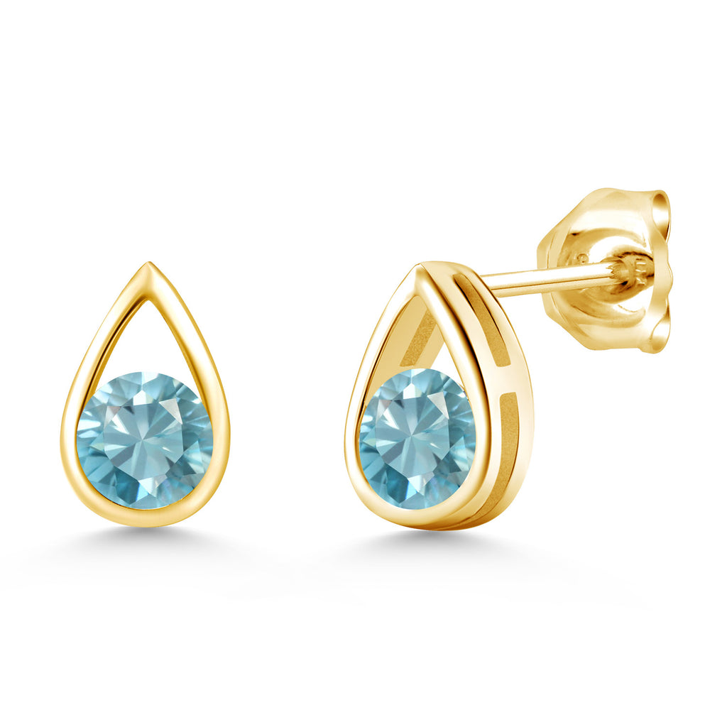 Blue Zircon_Earrings in 925 Yellow Gold Plated Silver