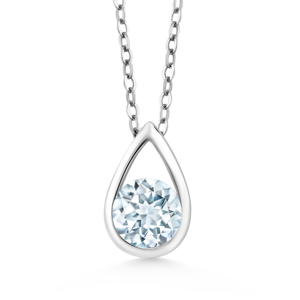 Aquamarine - March_Pendant in 925 Sterling Silver