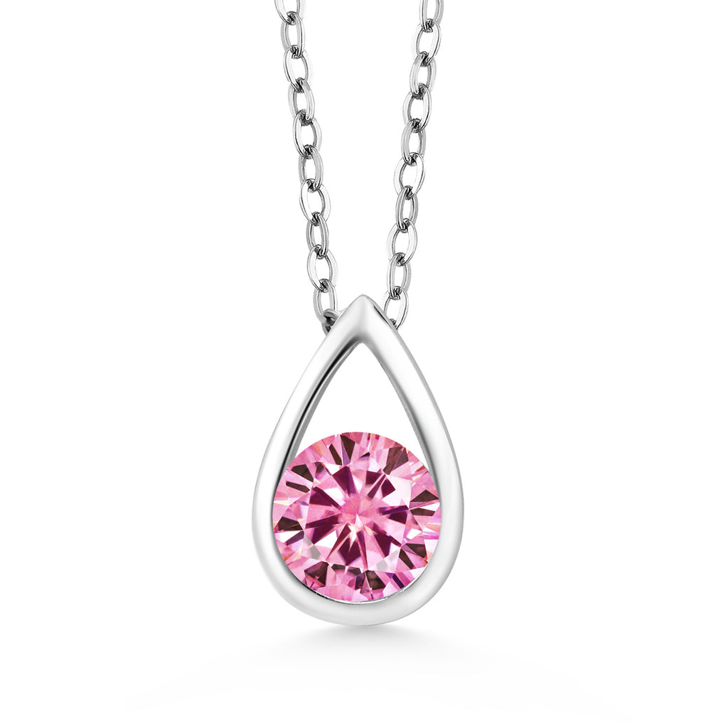 Pink Moissanite - April_Pendant in 925 Sterling Silver