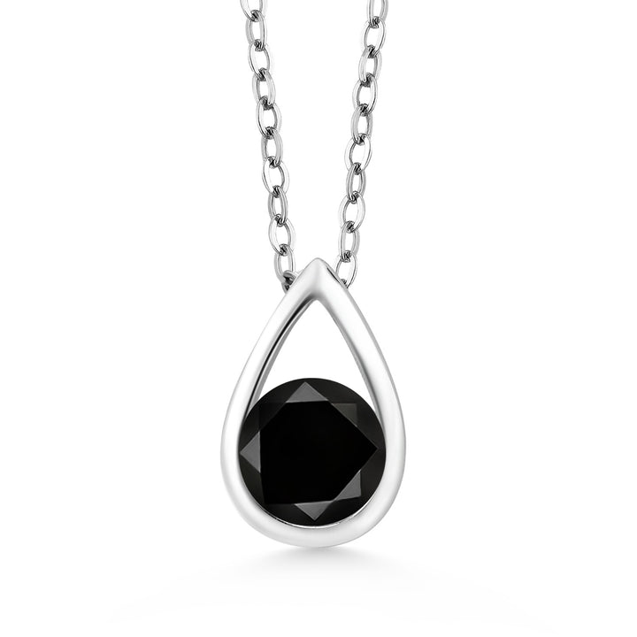 Gem Stone King Teardrop Pendant Necklace For Women | 5MM Round Gemstone Birthstone | 925 Sterling Silver | With 18 Inch Silver Chain | Fine Jewelry Gift for Her Mom Women Wife
