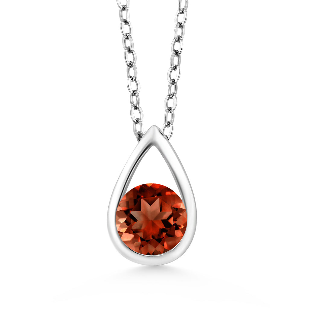 Gem Stone King Teardrop Pendant Necklace For Women | 5MM Round Gemstone Birthstone | 925 Sterling Silver | With 18 Inch Silver Chain | Fine Jewelry Gift for Her Mom Women Wife