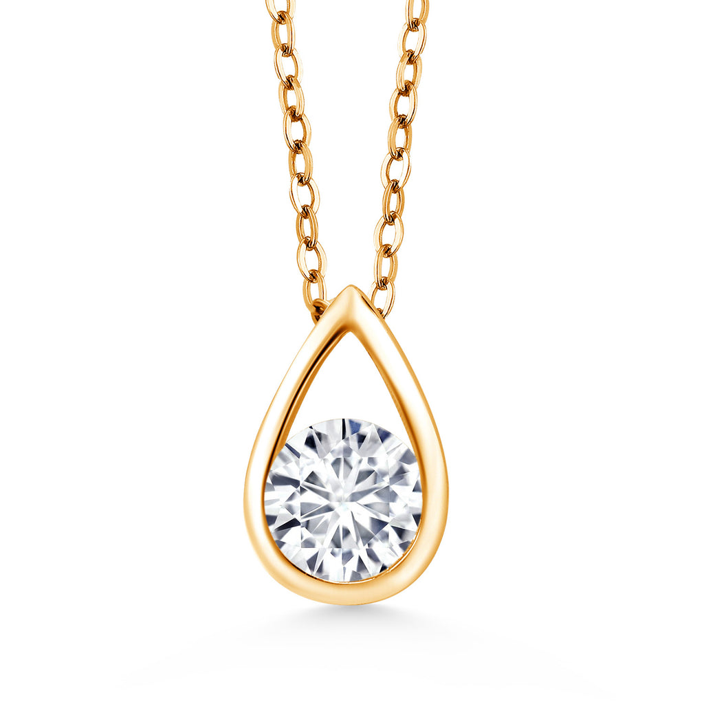 White Lab Grown Diamond_Pendant in 925 Yellow Gold Plated Silver