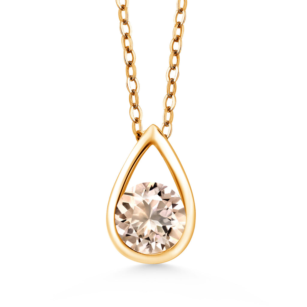 Morganite - October_Pendant in 925 Yellow Gold Plated Silver